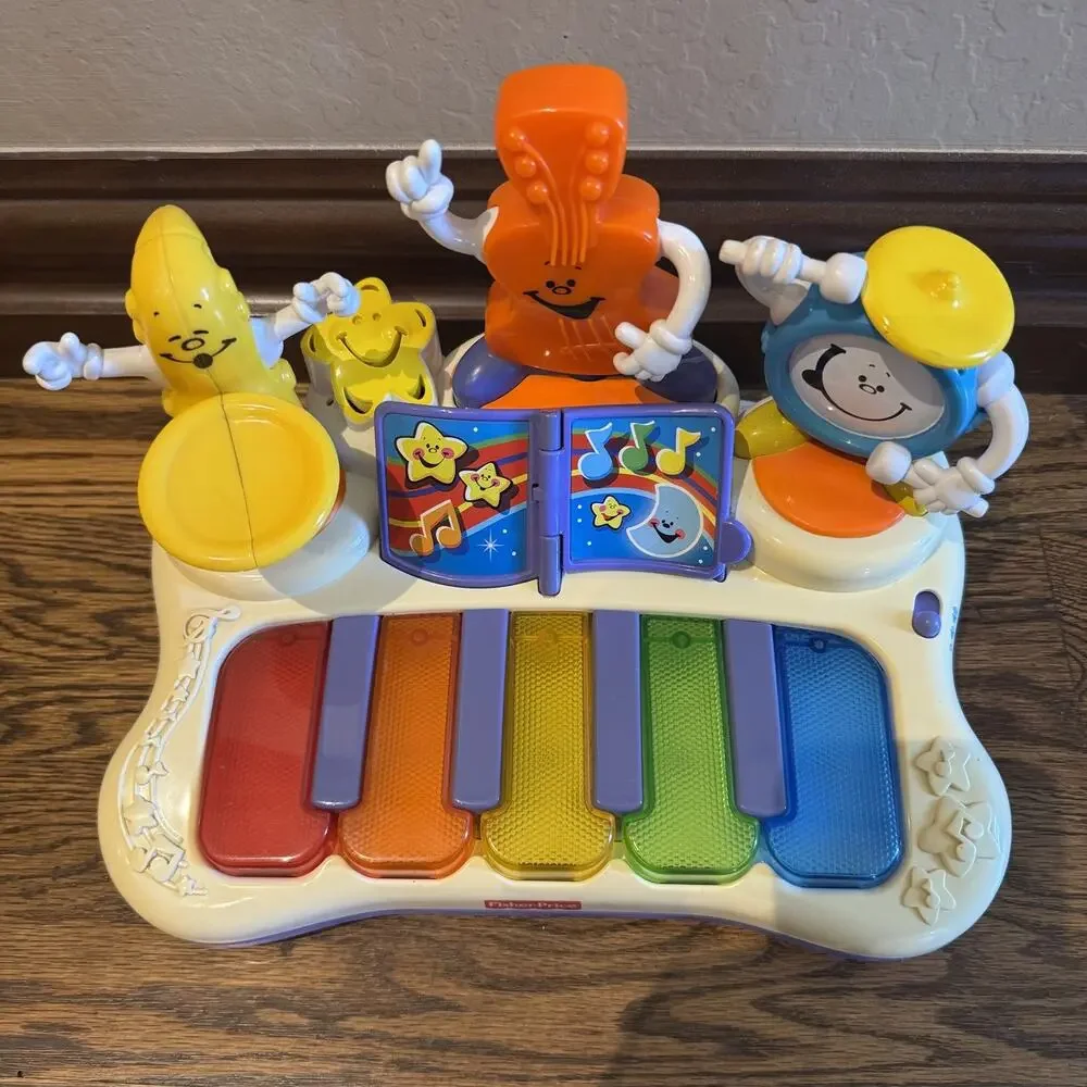 Fisher Price Little Superstar Jammin Band Light Up Piano Arms Move Musical Works